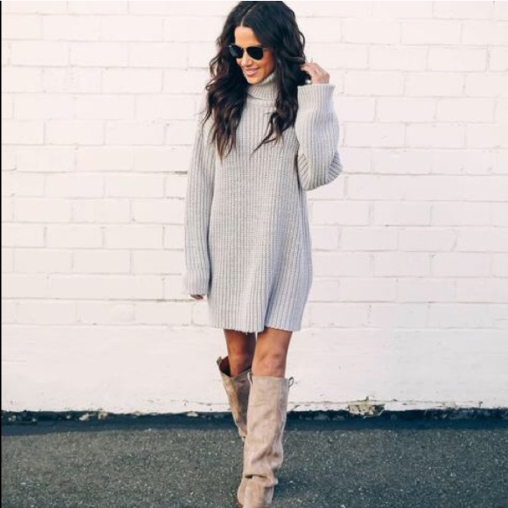 VICI Light Gray Tahoe Knit Sweater Dress M/L